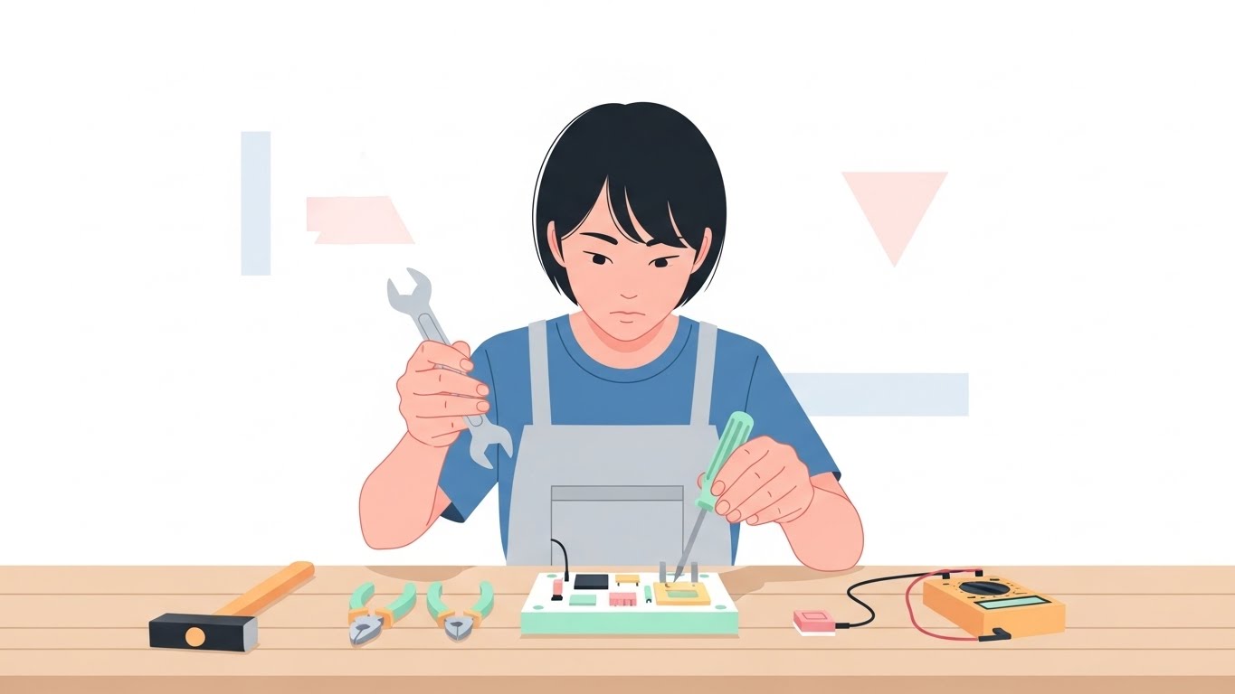 기술을 배우며 현장 실무를 준비하는 청년의 모습, 자격증은 취업 경쟁력을 높여줍니다.