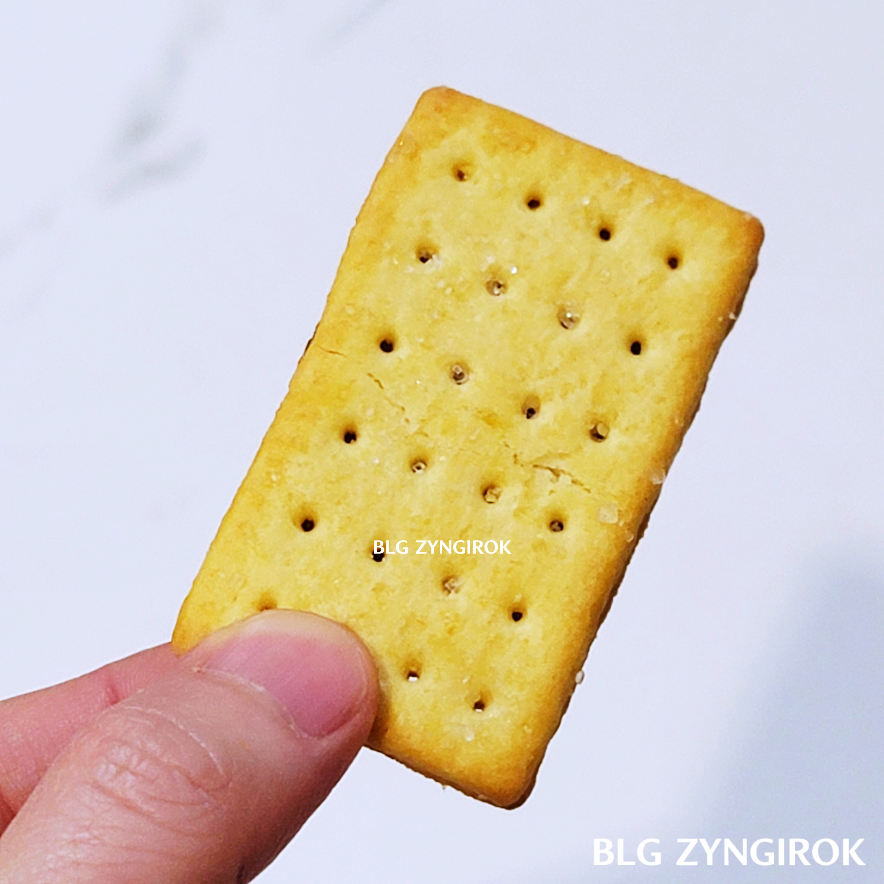 파인애플 잼 크래커를 들고 있는 모습이다.