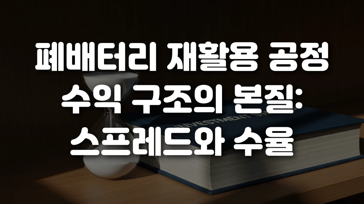 폐배터리 재활용 공정 수익 구조의 본질 스프레드와 수율
