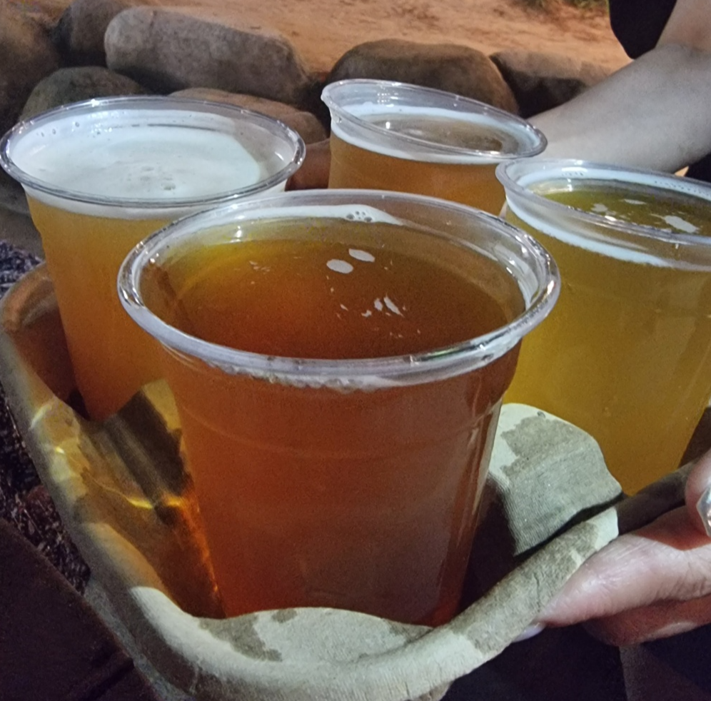 내가 선택한 4가지 종류의 수제맥주가 담긴 모습이다- 4잔의 맥주.