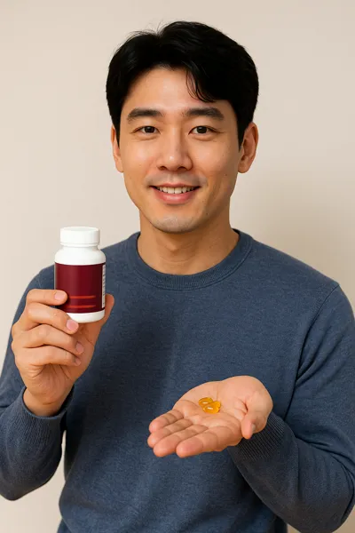 루테인 영양제를 든 남성