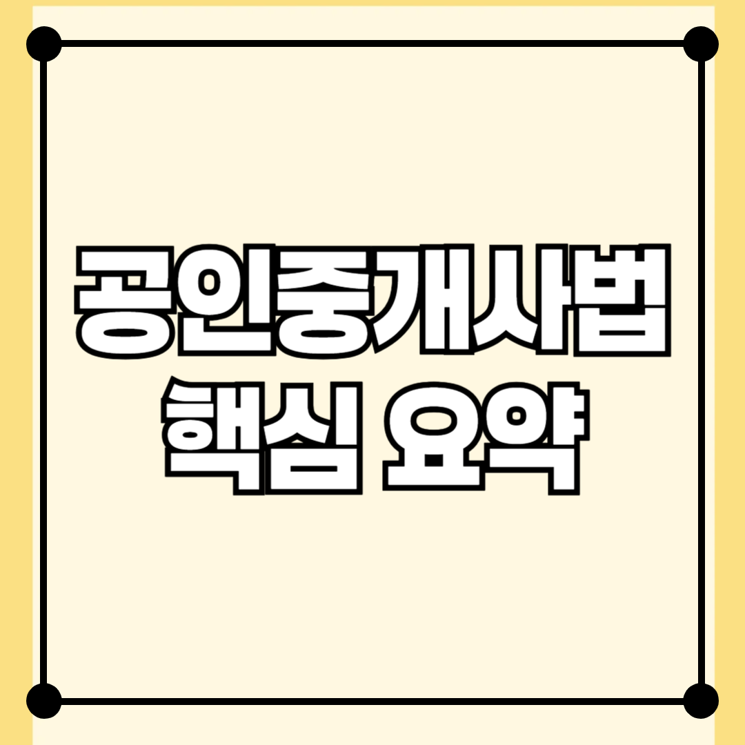 공인중개사법 핵심 요약: 반드시 알아야 할 4대 조항