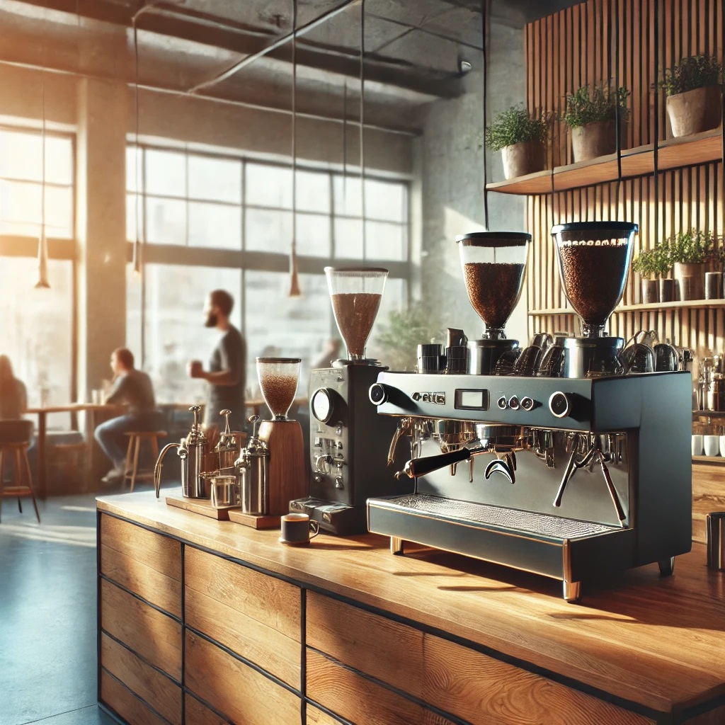 커피 머신을 사용하는 남자 사진