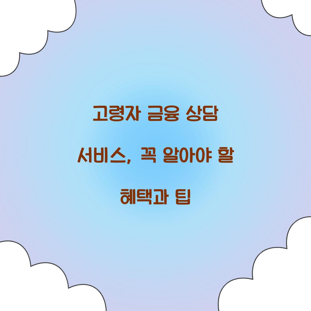 고령자 금융 상담 서비스