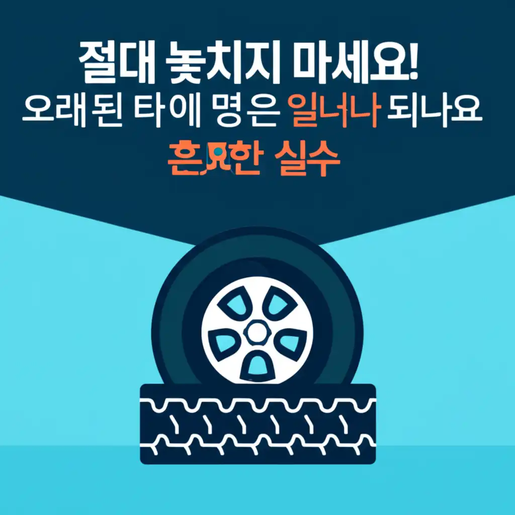 측면 균열과 편마모 등 오래된 타이어의 위험 징후를 보여주는 이미지