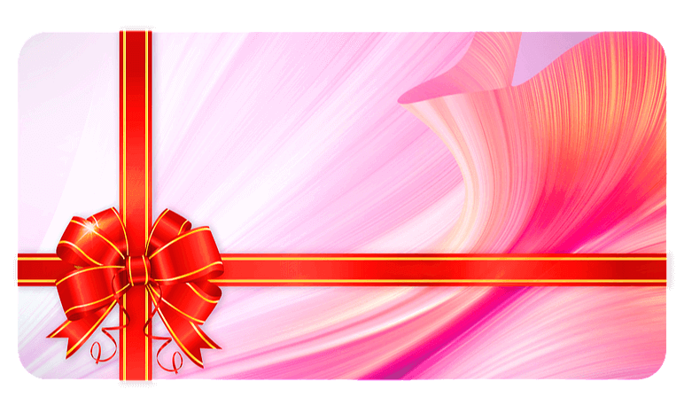 연분홍색 신용카드가 있고 붉은 리본으로 포장됐다.