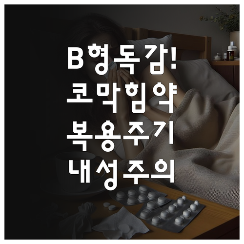 B형 독감 코막힘 약 복용 주기와 내..
