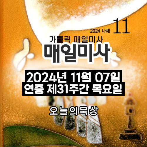 2024년 11월 7일 매일미사 연중 제31주간 목요일 오늘의 묵상