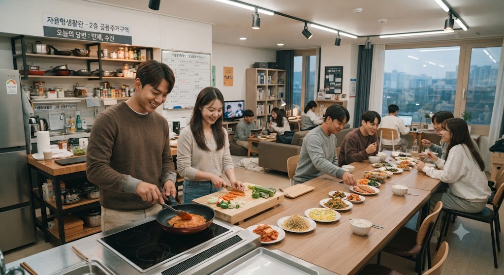 자율형 생활관에서 숙식을 해결하는 사람들의 모습
