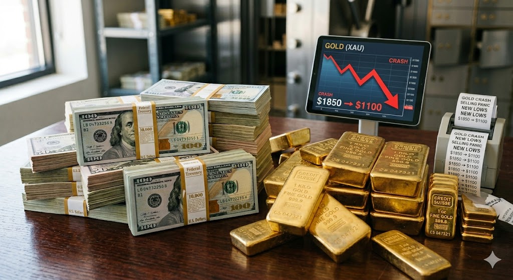 달러와 금의 비교와 금값 하락 이미지