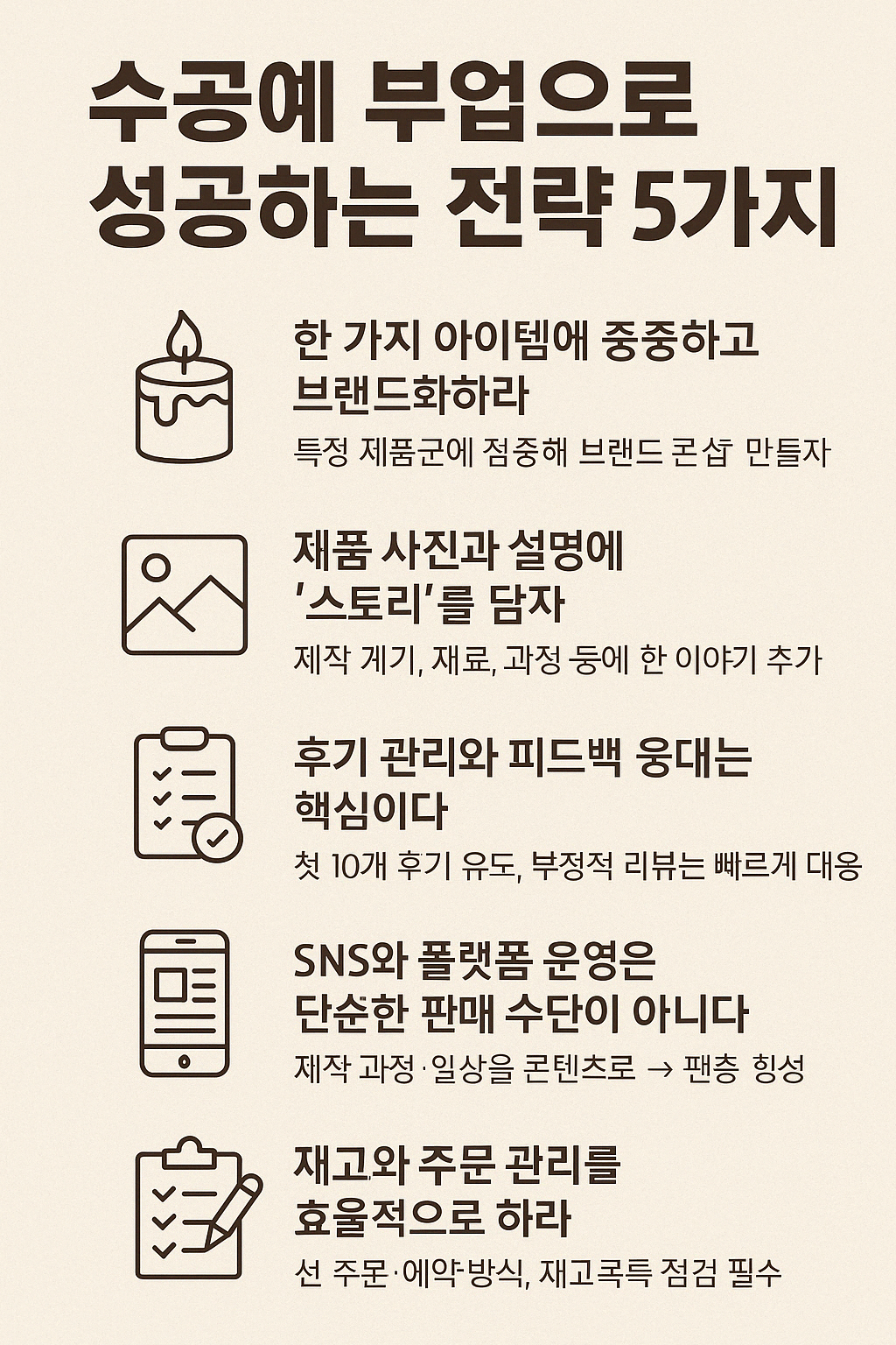 수공에 부업 성공전략 인포그래픽 이미지