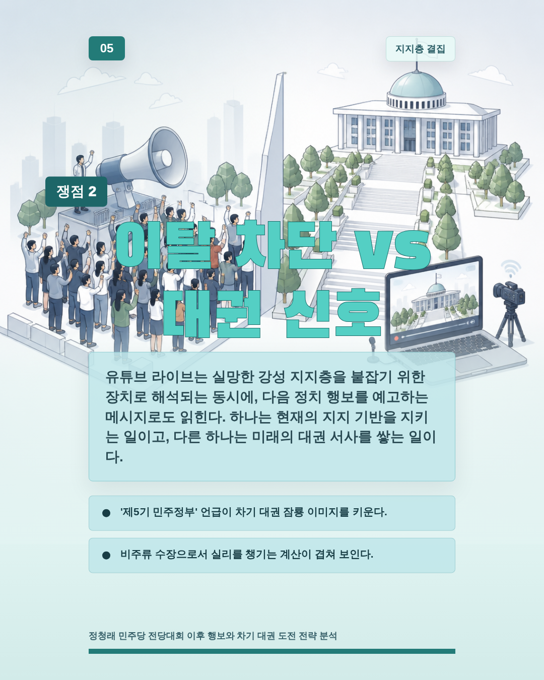 이탈 차단 vs 대권 신호
