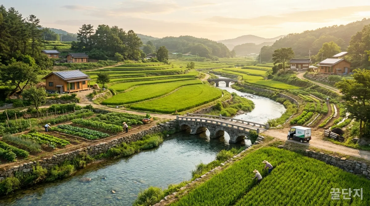 지속 가능한 환경을 상징하는 푸른 자연 풍경
