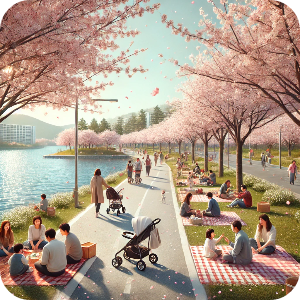 일산 호수공원 벚꽃길 이미지