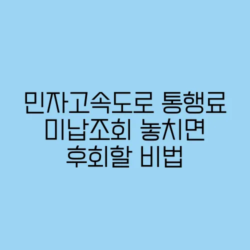 민자고속도로 통행료 미납조회 놓치면 후회할 비법