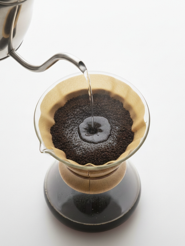 케멕스 드리퍼로 커피를 추출하는 모습