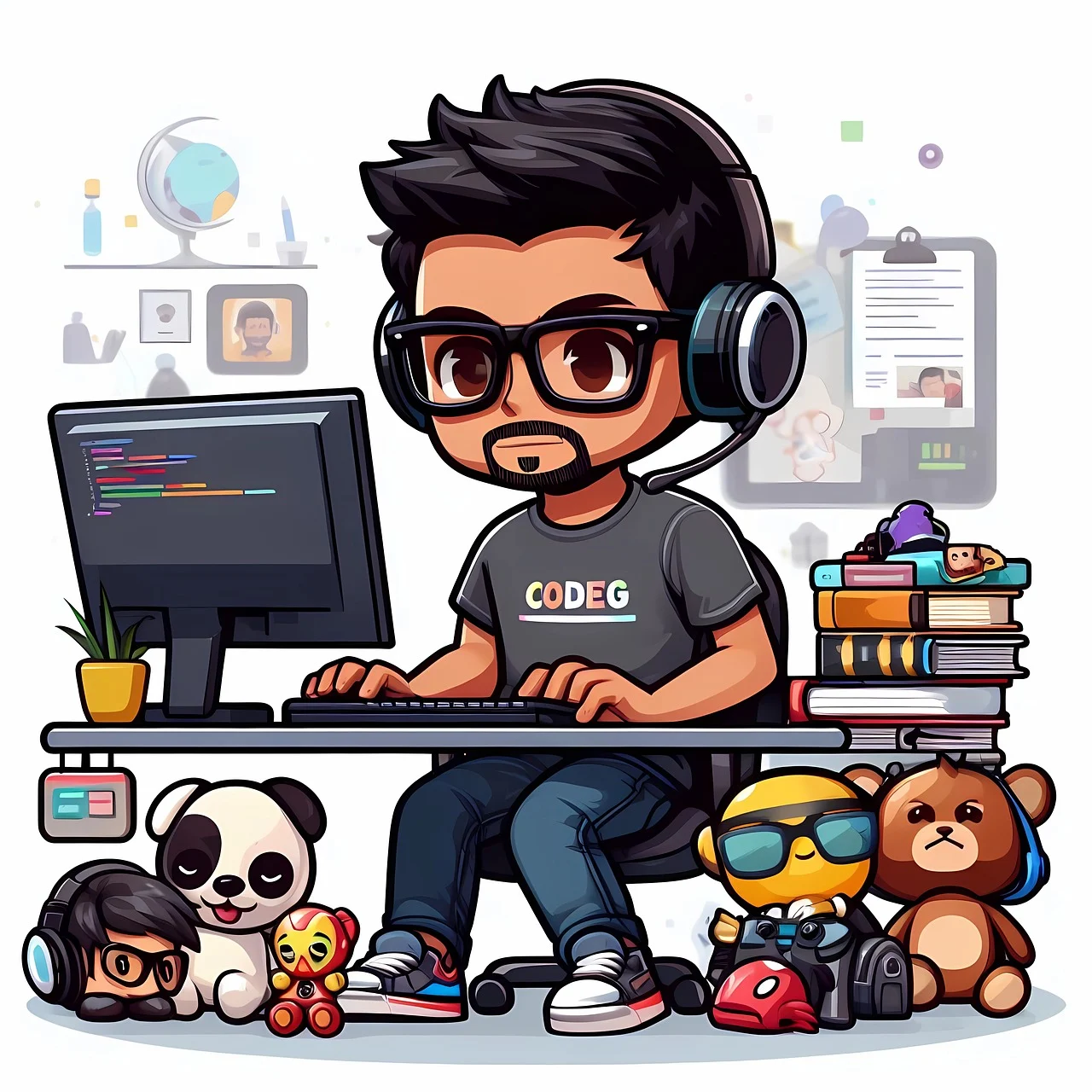 AI 컴퓨터 책상 이미지