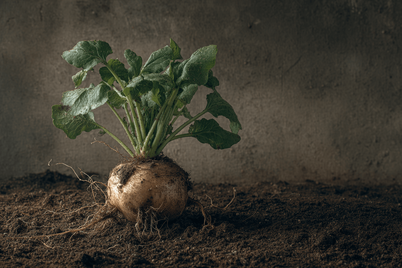 흙-위에-놓여진-무-이미지