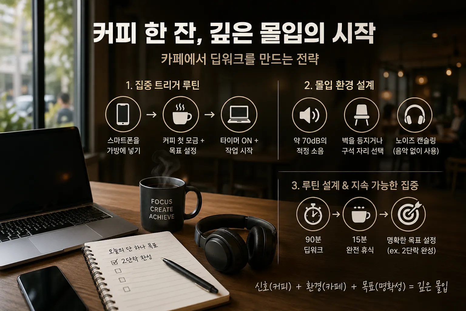 카페 딥워크 (집중 트리거, 몰입 환경, 루틴 설계)