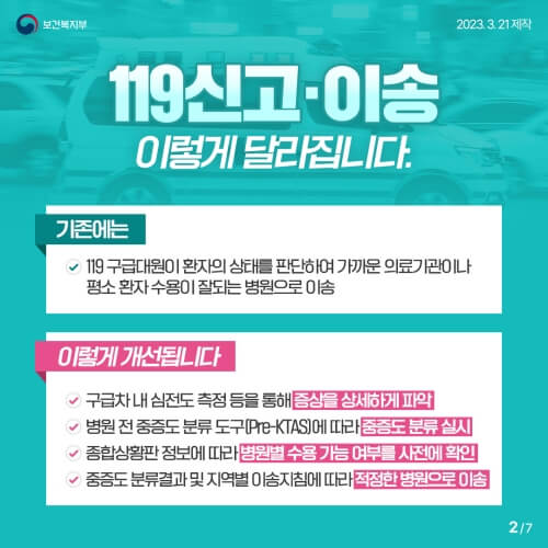 119신고-이송이 달라집니다.(출처-보건복지부 블로그)