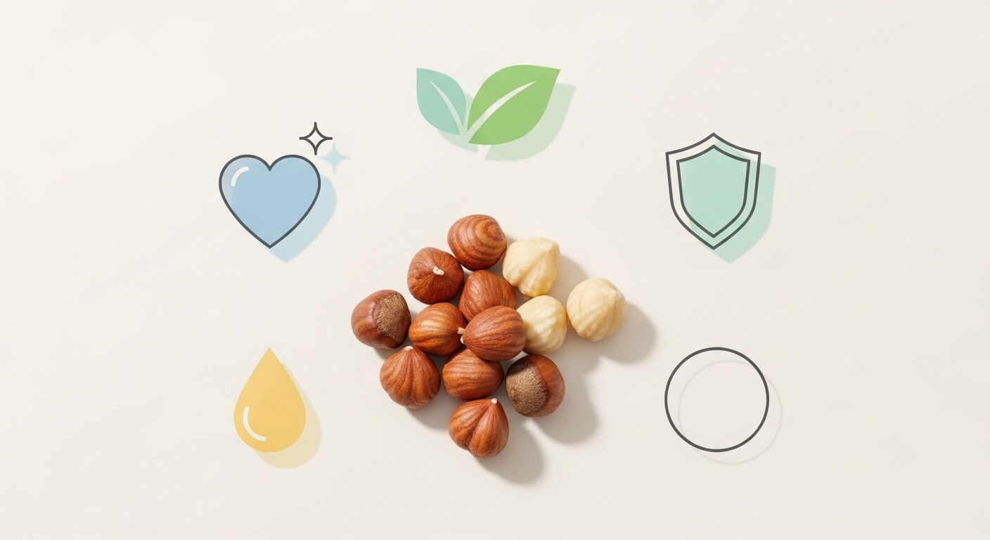 헤이즐넛의 영양 성분 (비타민 E, 단일불포화지방산, 엽산)