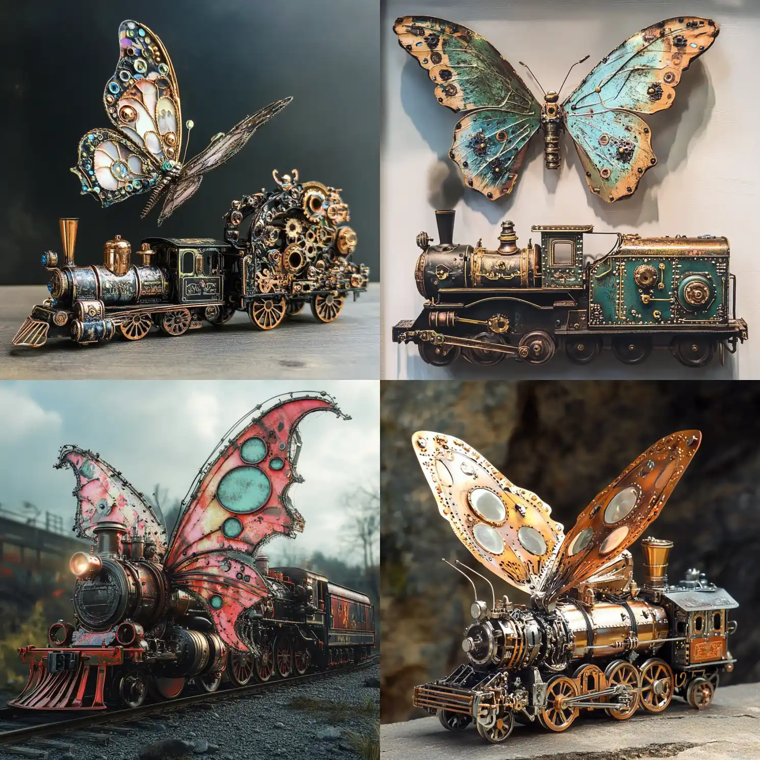 A mechanical butterfly and a steam locomotive --weird 0