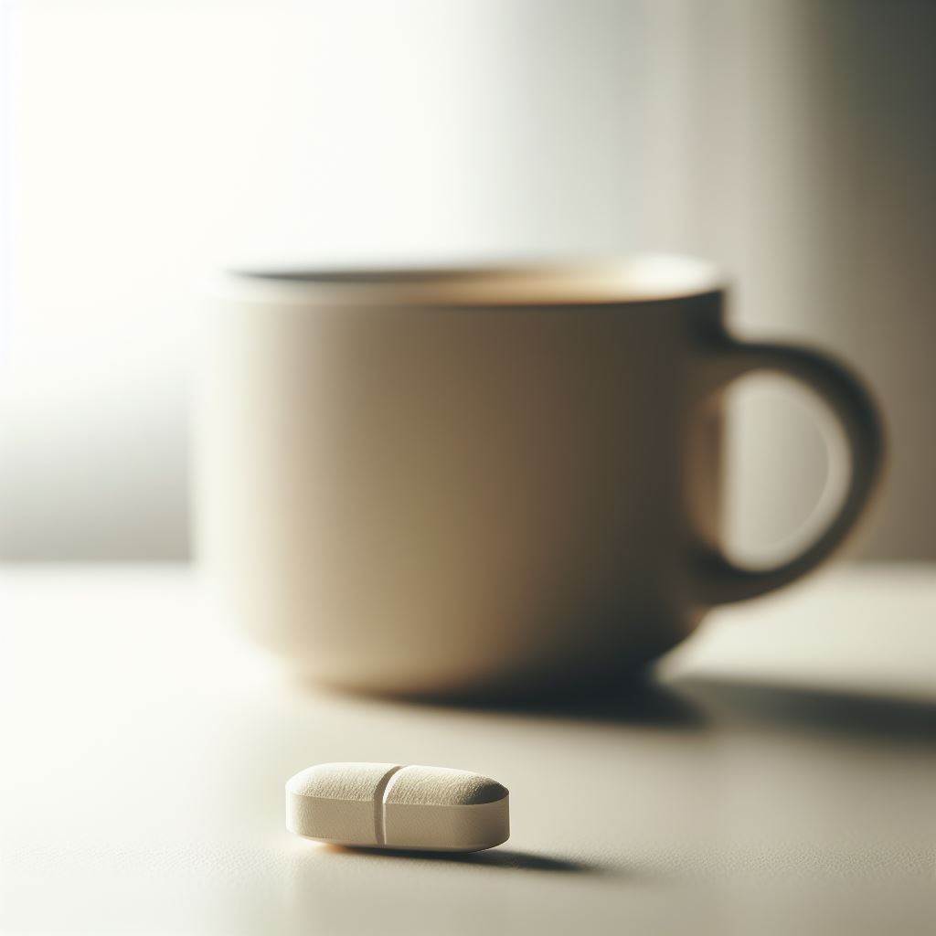 알약과 커피잔