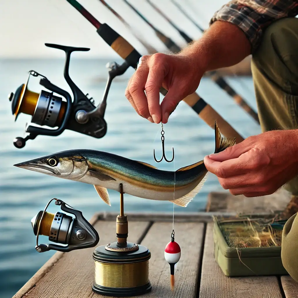 봄철 항구에서 학꽁치를 공략하는 낚시인