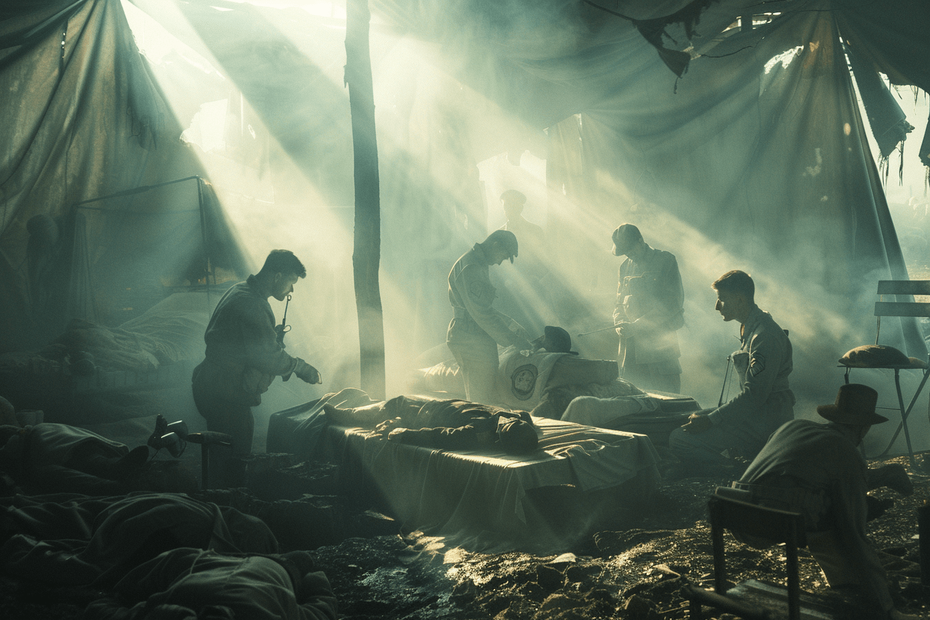 부상당한-병사들을-치료중인-전쟁터-천막