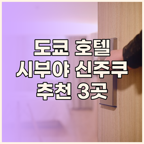 도쿄 시부야 신주쿠 호텔 추천 3곳 