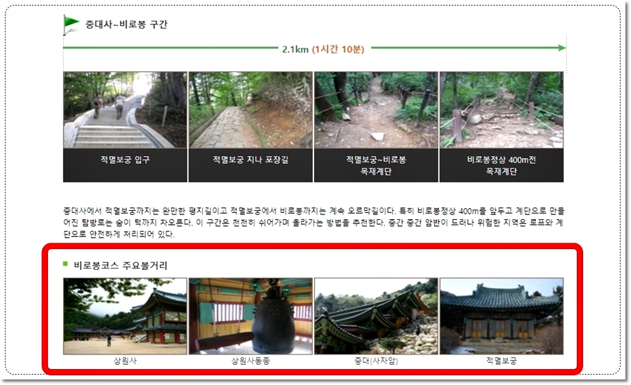 오대산 최단코스 상원탐방지원센터 출발해서 상원사 - 사자암 - 적멸보궁 - 오대산 비로봉 정상 등산코스 알아보기