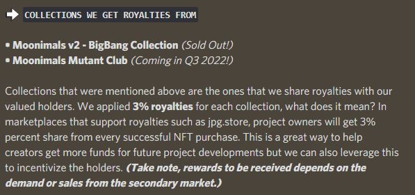 무니멀즈-로열티