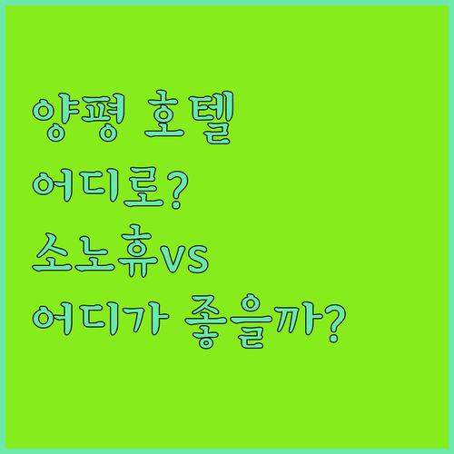 양평 호텔 어디로 떠날까? 소노휴 v