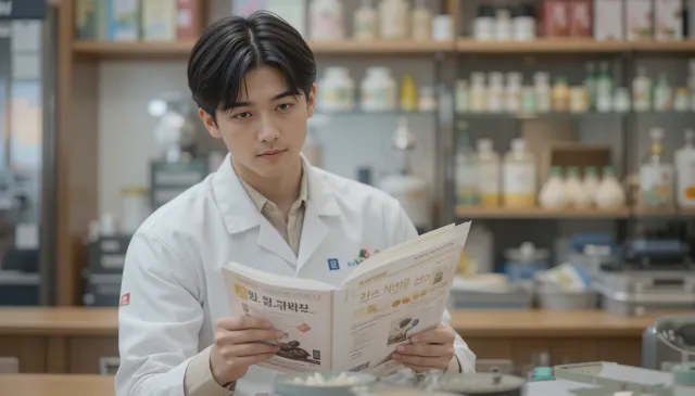 제품 라벨을 읽으며 성분을 확인하는 장면