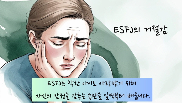 ESFJ는 착한 아이로 사랑받기 위해 자신의 감정을 감추는 습관을 일찍부터 배웁니다에 관한 그림