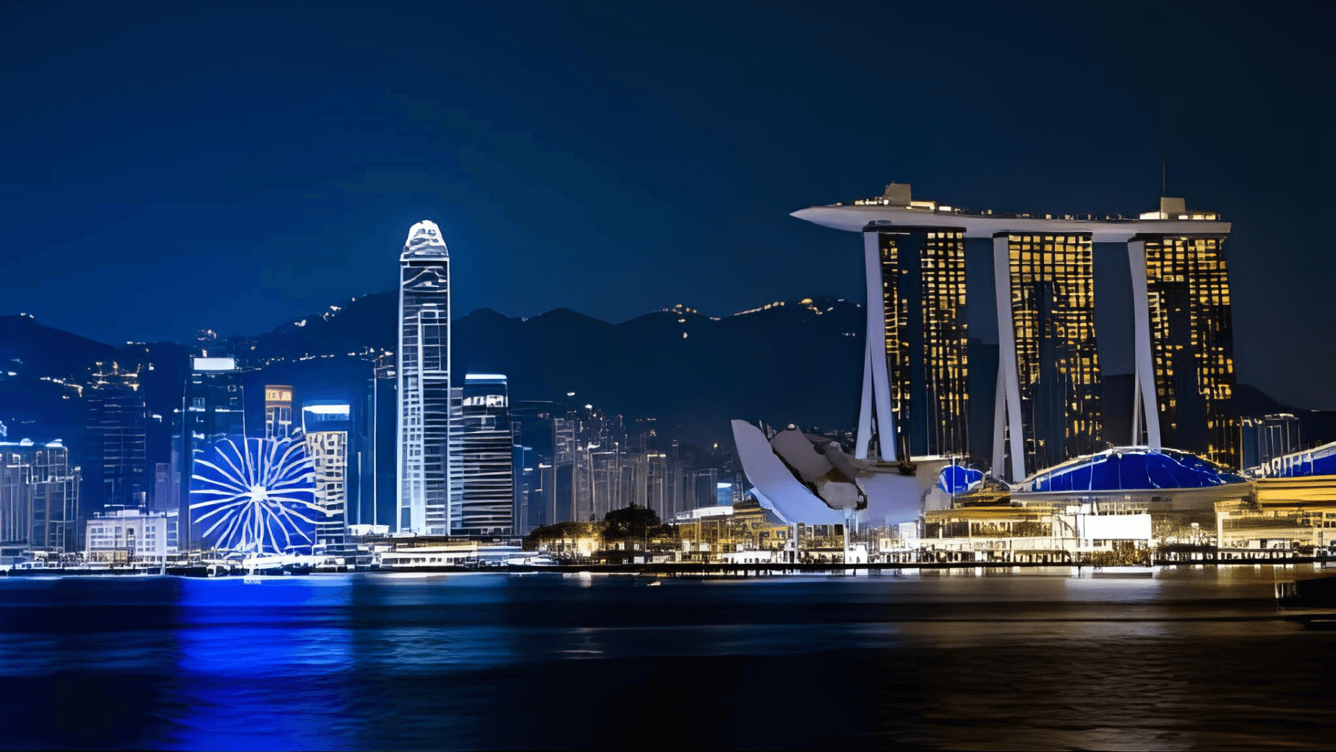 홍콩과 싱가포르 야경이미지