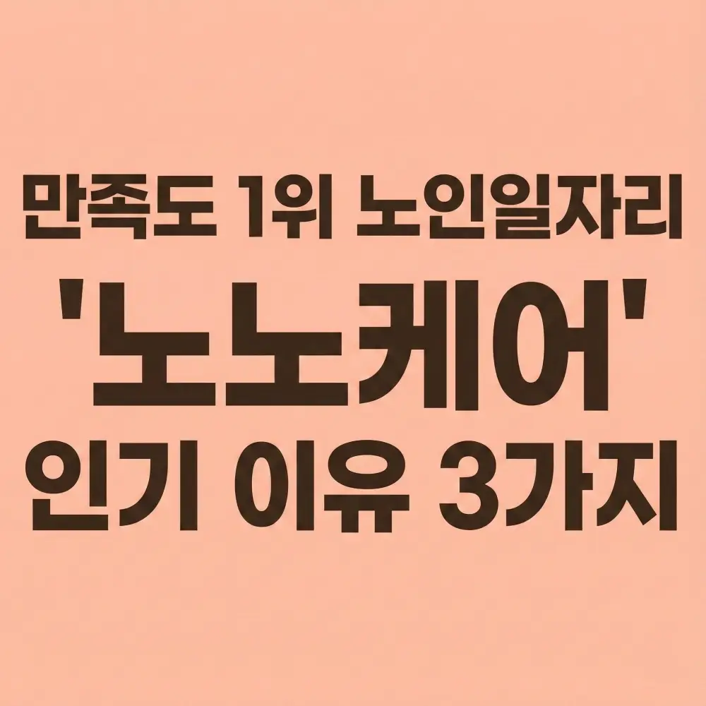 만족도 1위 노인일자리 노노케어의 인기 이유 3가지를 강조한 블로그 썸네일입니다