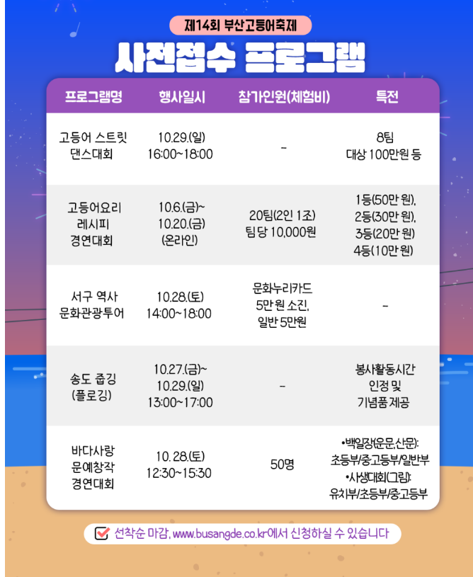 부산고등어 축제 프로그램