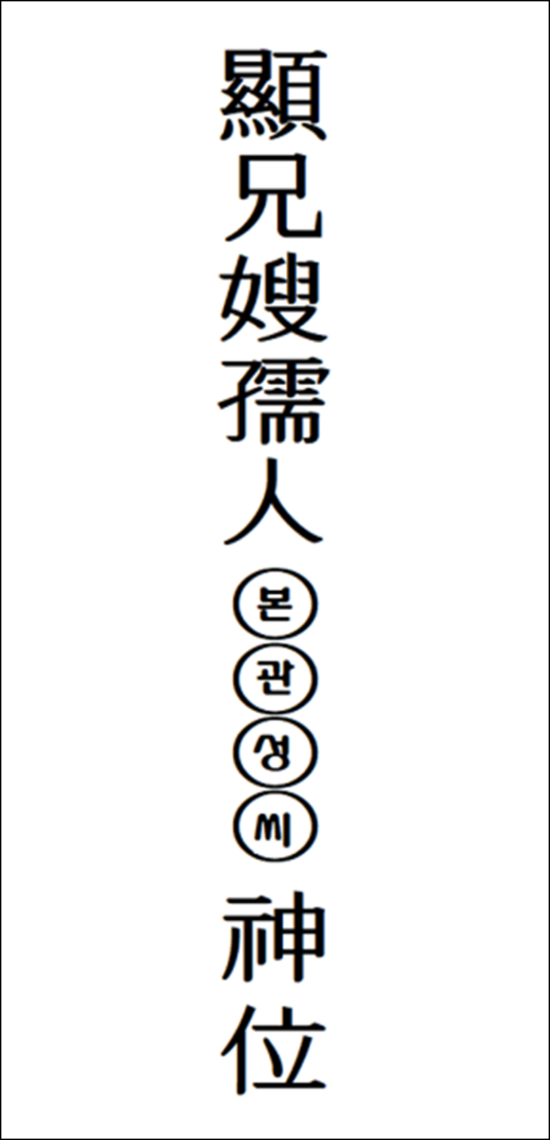 형수라면 현형수(顯兄嫂)유인 본관성씨신위