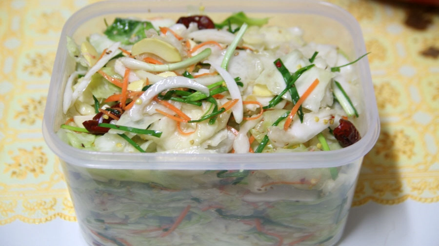 양배추 김치 보관 모습