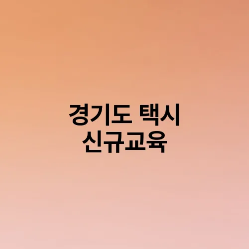 경기도 택시 신규교육