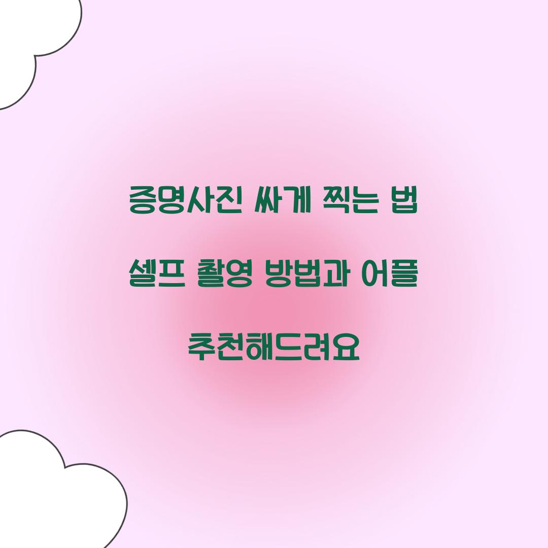 증명사진 싸게 찍는 법