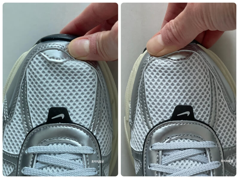 나이키 V2K 런 서밋 화이트 메탈릭 실버-발 커보임