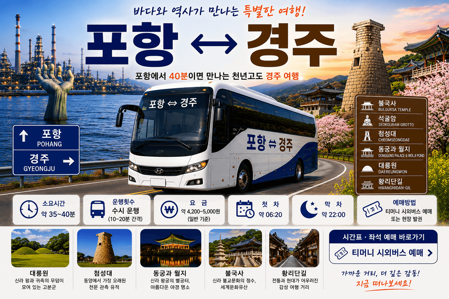 포항과 경주를 오가는 고마운 버스와 불국사