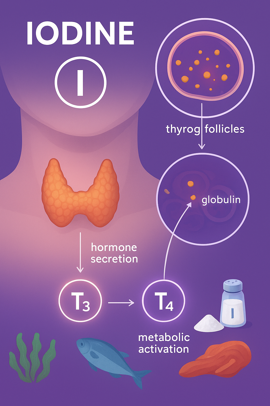 (해조류, 어류, 요오드화 소금) 요오드가 풍부한 식품