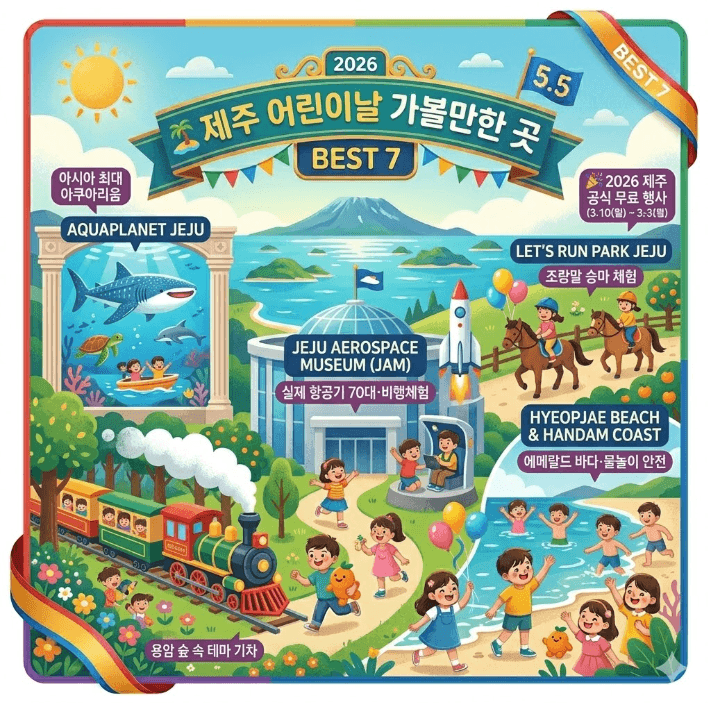 제주 어린이날 가볼만한 곳 2026 BEST 7 (아쿠아플라넷·에코랜드·무료 행사 완벽 가이드)