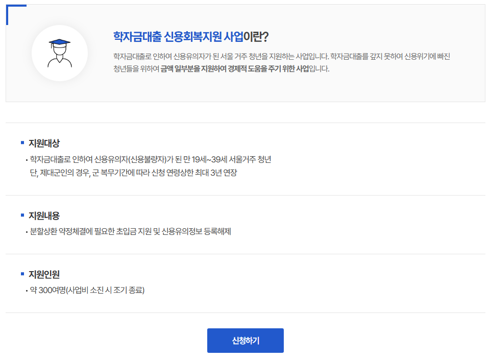 서울시 학자금대출 신용회복 지원사업 2025