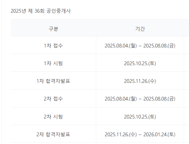 2025공인중개사시험일정