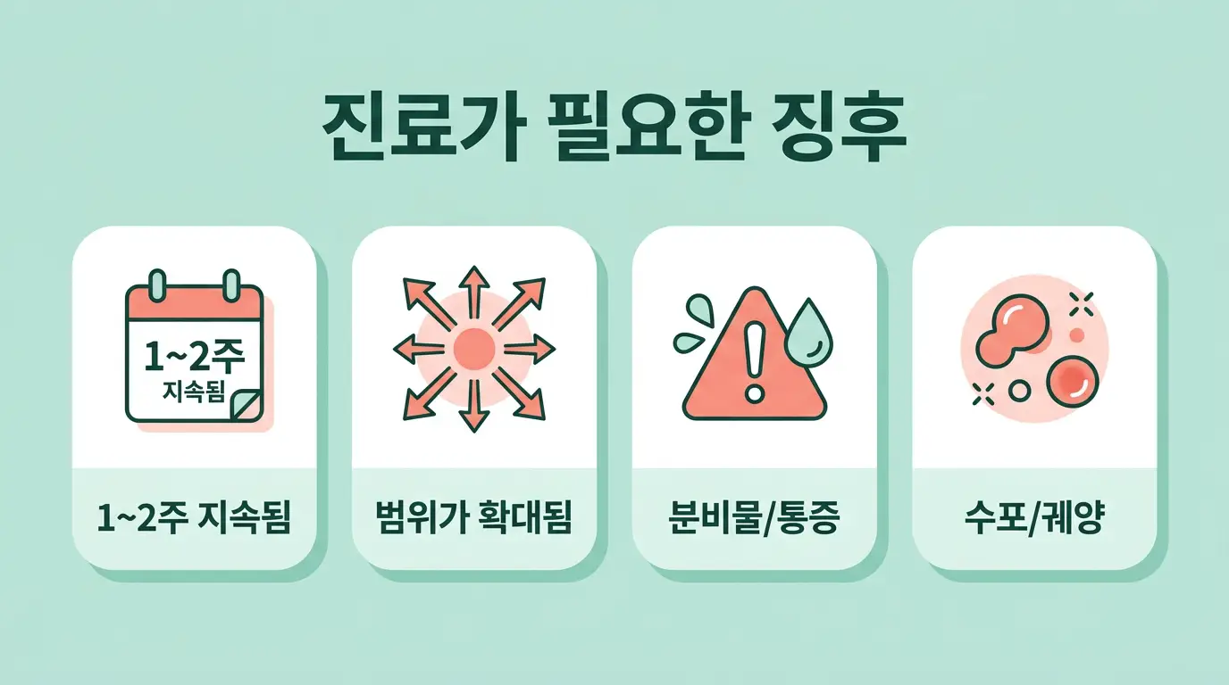 사타구니 가려움증 병원 진료 신호 통증 진물 물집 궤양