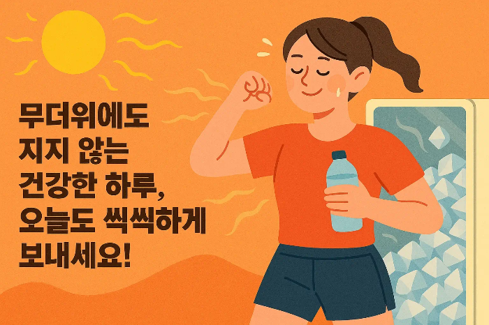 무더위 건강한 하루-힘내고 있는 여자 일러스트